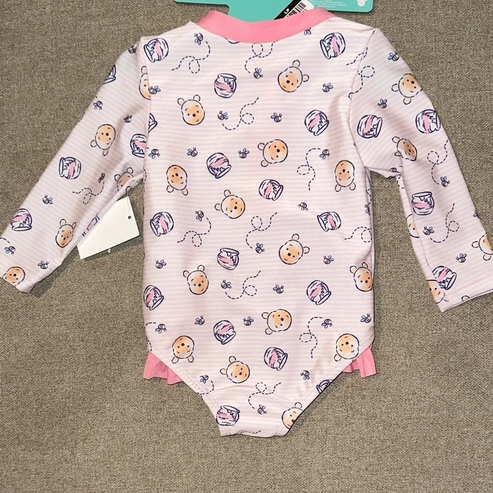 Disney Pink and White Baby Bodysuit with Bear Design